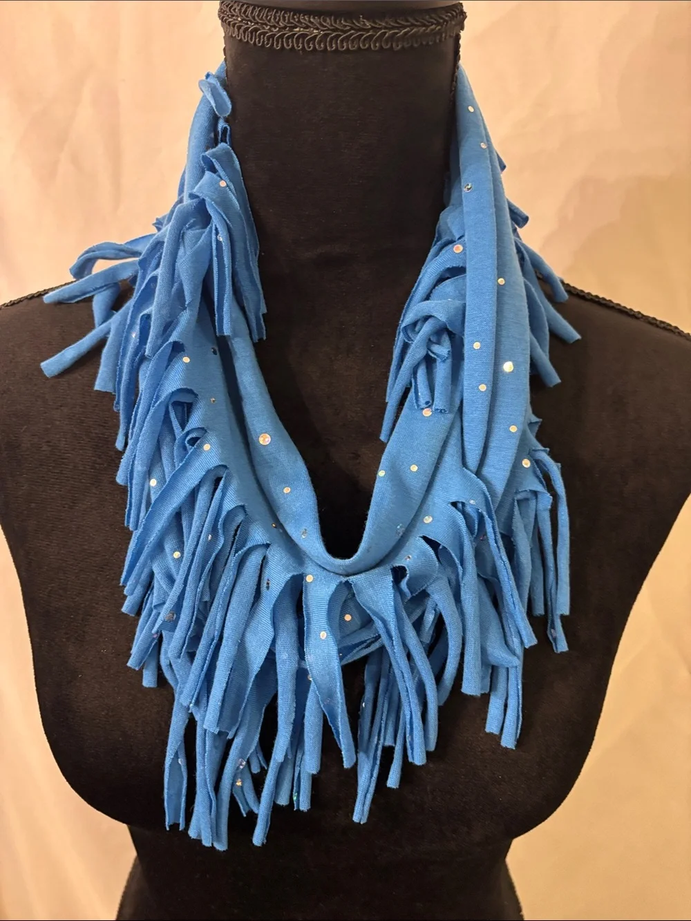 Justice Blue Fringe Tie Necklace with Stud Accents